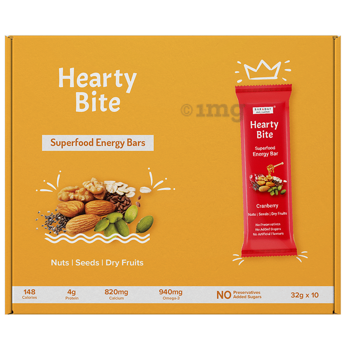 Hearty Bite Superfood Bar | No Added Sugar | Flavour Cranberry