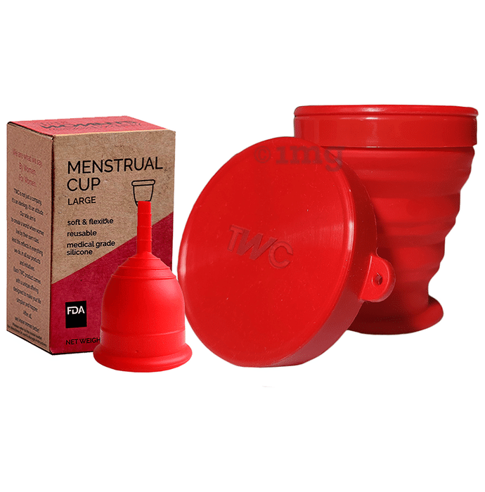 The Woman's Company Soft & Flexible Reusable Menstrual Cup with Sterilizing Container Large Red