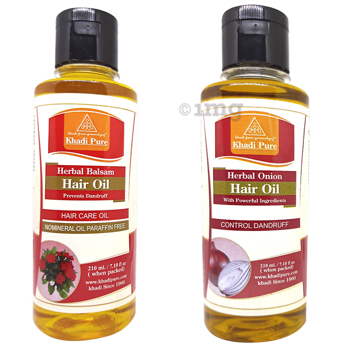 Khadi Pure Combo Pack of Herbal Onion Hair Oil & Herbal Balsam Hair Oil