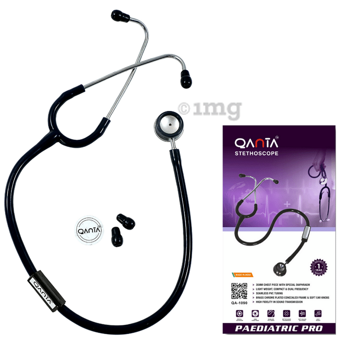 Qanta QA-1090 Paediatric Pro AL Pediatric Stethoscope With Aluminium Anodized Chest Piece Black