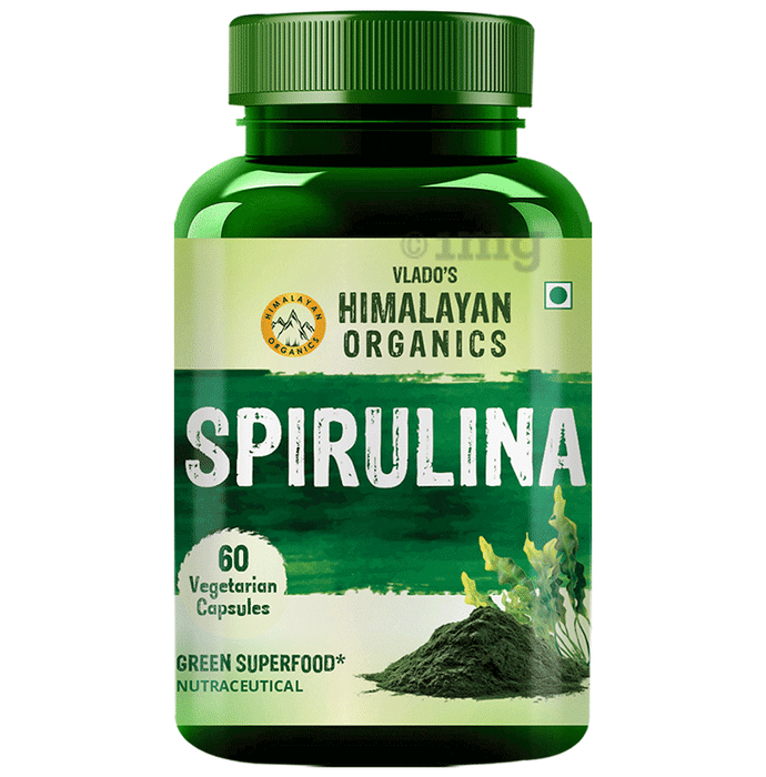 Vlado's Himalayan Organics Spirulina Vegetarian Capsule | Green Super Food for Weight Management