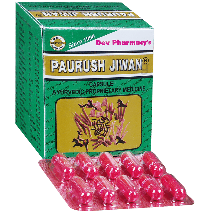 Dev Pharmacy's Paurush Jiwan Capsule | Relieves Cough & Acts as Pitta Nashak