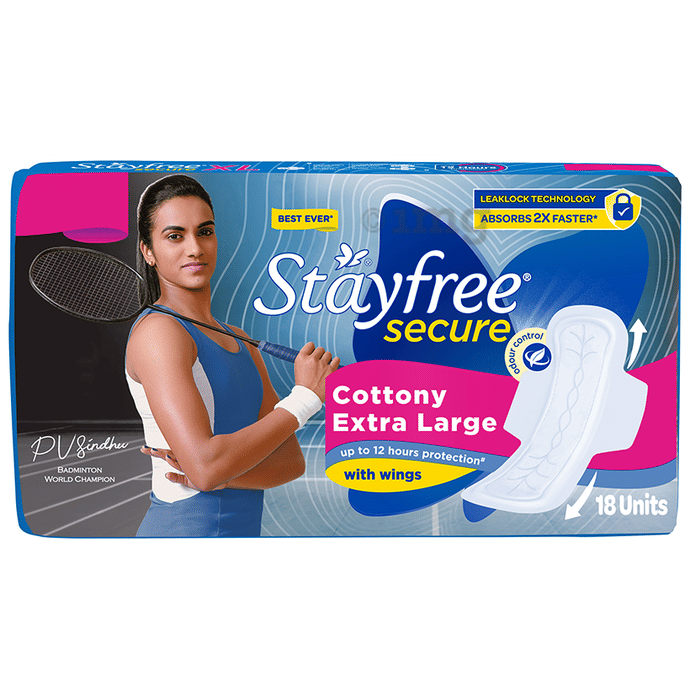 Stayfree Secure Cottony with Wings XL Buy packet of 18 pads at best