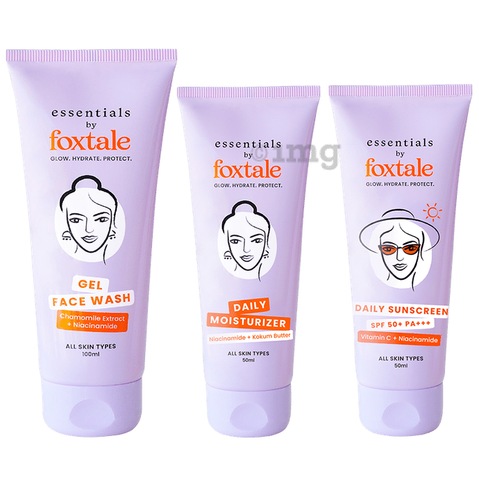Foxtale Gel Face Wash(100ml) +Daily Moisturizer(50ml) + Daily SunscreenSPF 50 (50ml)
