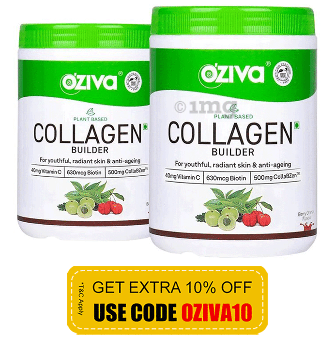 Oziva Plant Based Collagen Builder Berry & Orange Flavour (500gm Each)