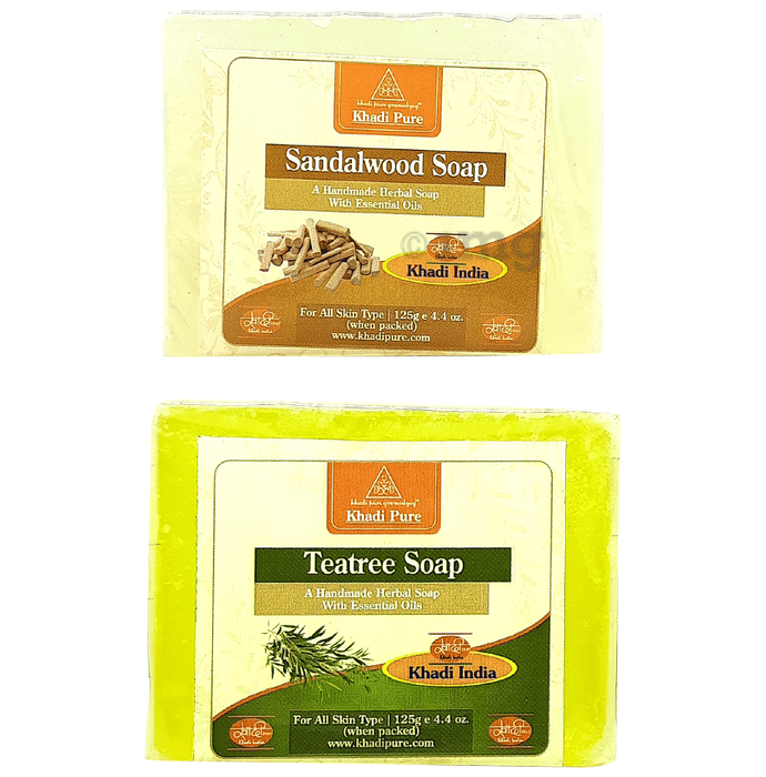 Khadi Pure Combo Pack of Sandalwood Soap & Teatree Soap (125gm Each