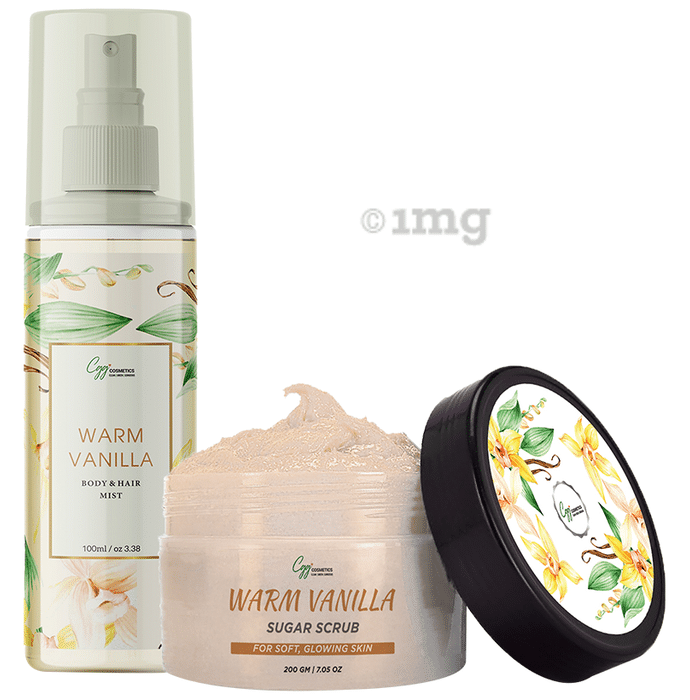 CGG Cosmetics Combo Pack of Warm Vanilla Sugar Scrub (200 gm) & Warm Vanilla Hair & Body Mist (100ml)