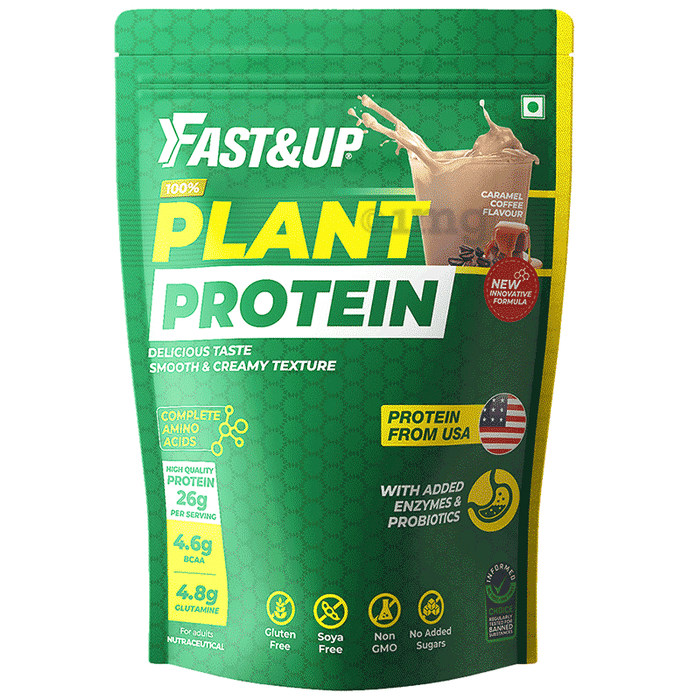 Fast&Up Plant Protein with Added Enzymes & Probiotics 26g Per Serving Caramel Coffee