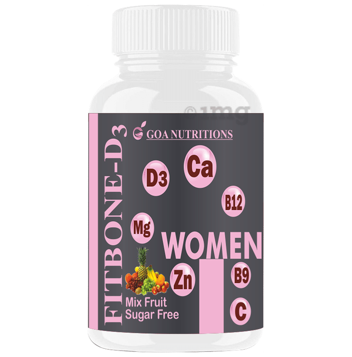 Goa Nutritions Fitbone-D3 Chewable Tablet for Women (60 Each) Mix Fruit Sugar Free