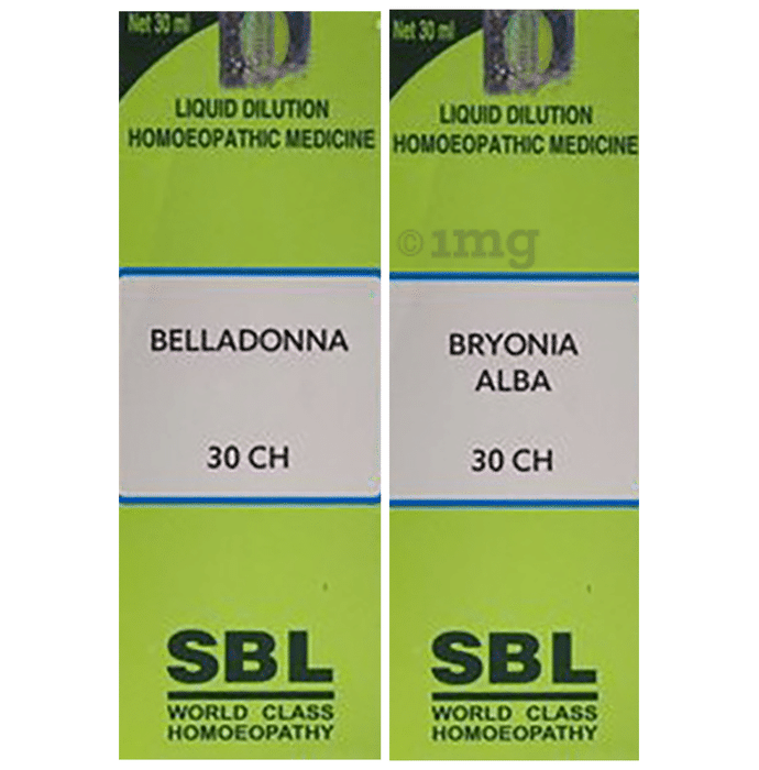 Combo Pack of SBL Bryonia Alba Dilution 30 CH & SBL Belladonna Dilution 30 CH (30ml Each)