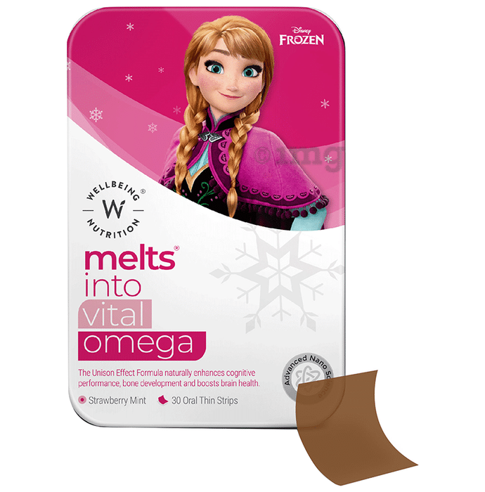 Wellbeing Nutrition Disney Frozen Melts into Vital Omega Oral Thin Strip Age 6+ Strawberry Mint