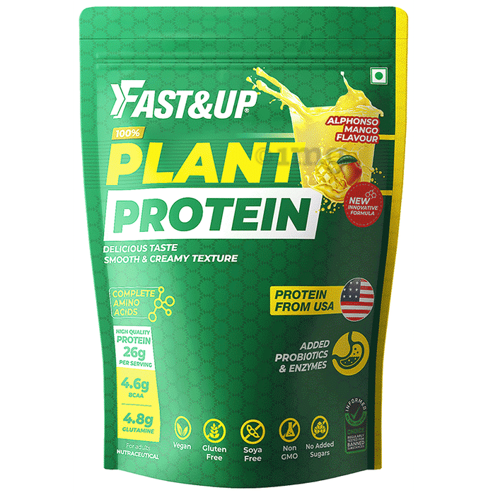Fast&Up Plant Protein with Added Enzymes & Probiotics 26g Per Serving Alphonso Mango
