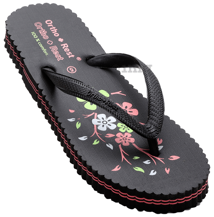 Ortho + Rest Women's Cool Extra Soft and Comfortable Orthopedic Flip Flops for Home Daily Use Black 5