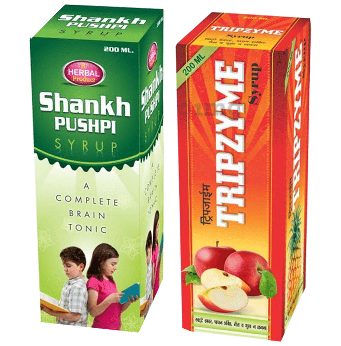 S.P Pharmaceuticals Combo Pack of Shankhpushpi Syrup & Tripzyme Syrup (200ml Each)