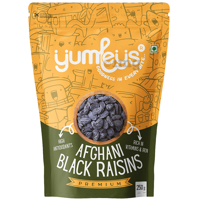 Yumleys Premium Afghani Black Raisins (250gm Each) with Seed