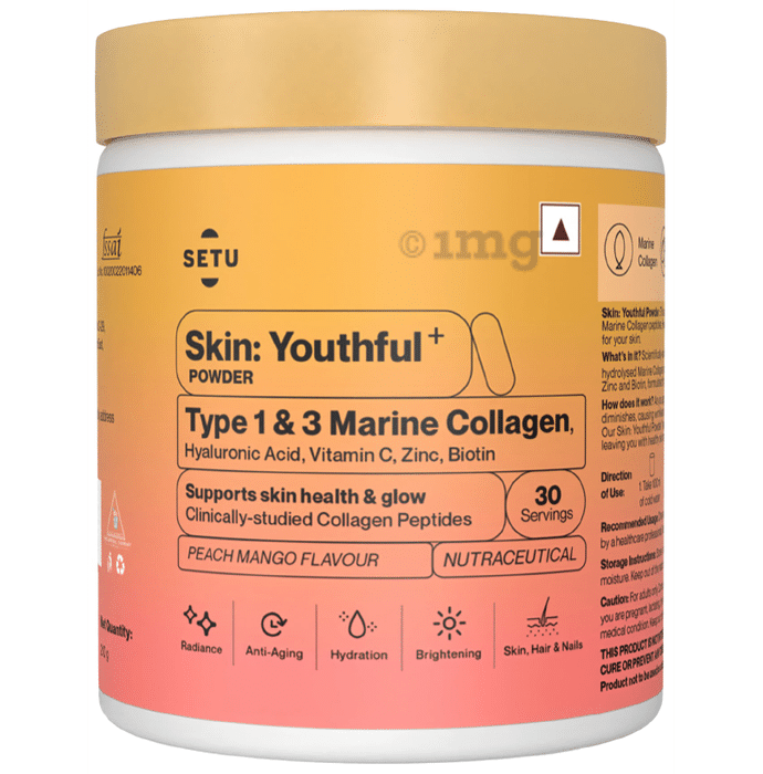Setu Skin: Youthful+  Marine Collagen Powder (200gm Each) Peach Mango