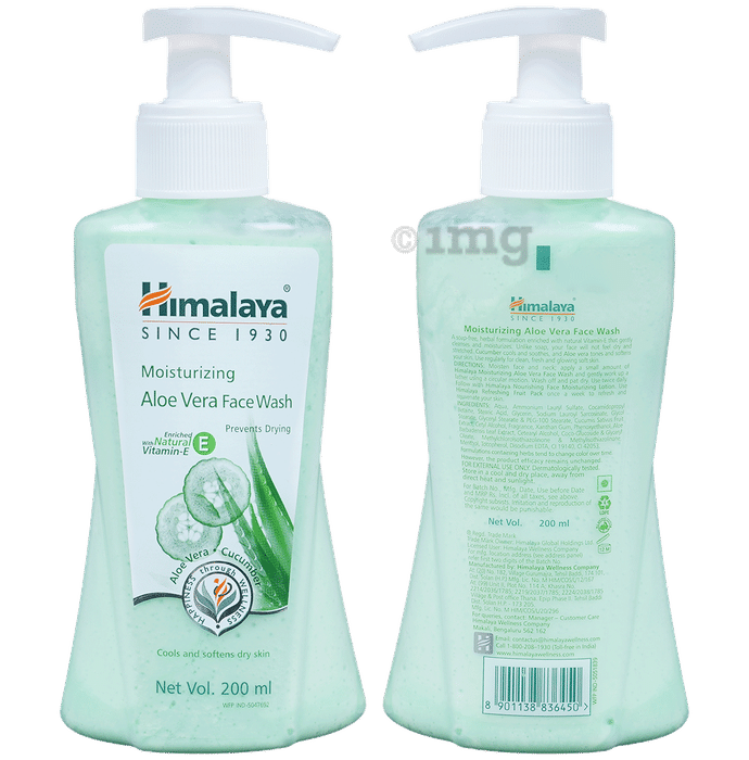 Himalaya Moisturizing Aloe Vera Face Wash with Cucumber Extract | Softens & Cools Dry Skin