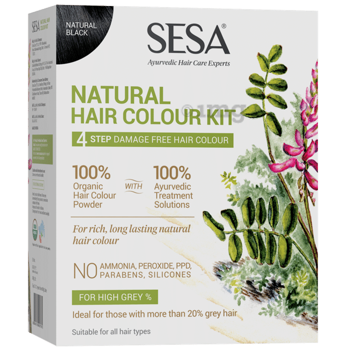 Sesa Natural Hair Colour 4 Step Kit Natural Black