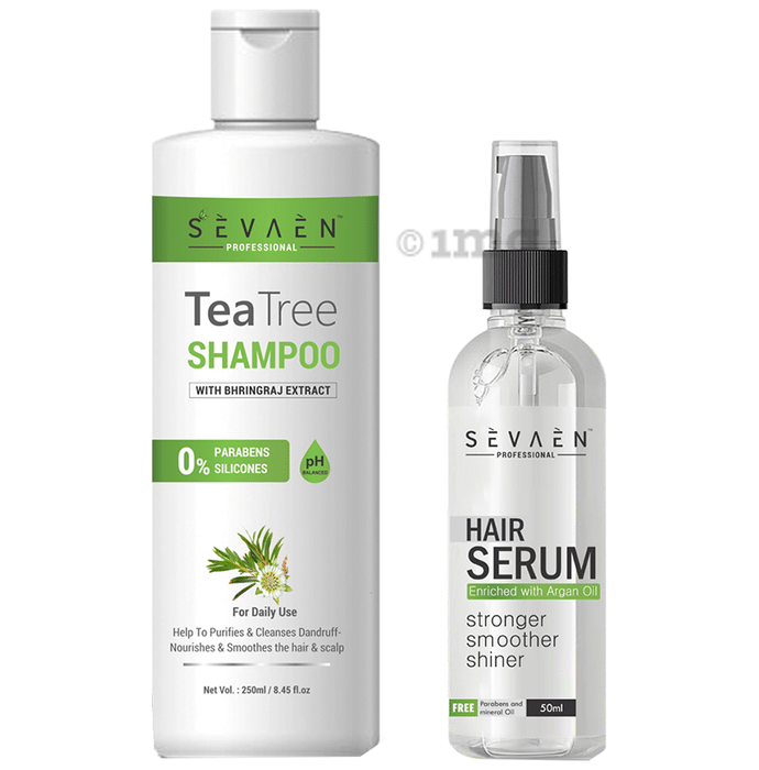 Sevaen Professional Combo Pack of Tea Tree Shampoo 250ml and Hair Serum 50ml