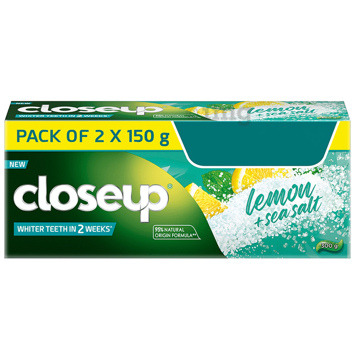 Closeup Whiter teeth in 2 Weeks Toothpaste (150gm Each) Pure Lemon + Orange + Jasmine + Vetiver + Geranium