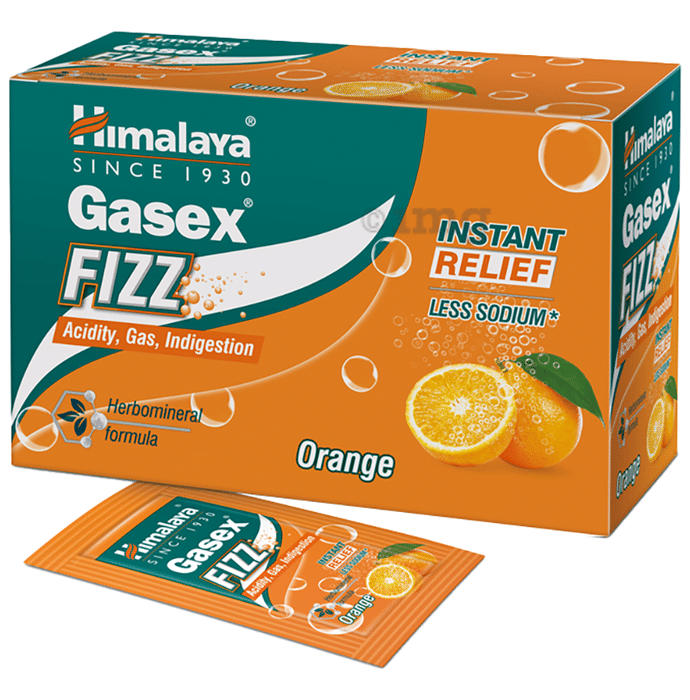 Himalaya Gasex Fizz | | Digestive Wellness| Provides Relief from Acidity & Gas (5gm Each) Orange