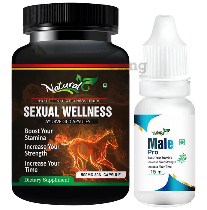 Natural Combo Pack of Sexual Wellness 500mg, 60 Capsule & Male Pro 15ml