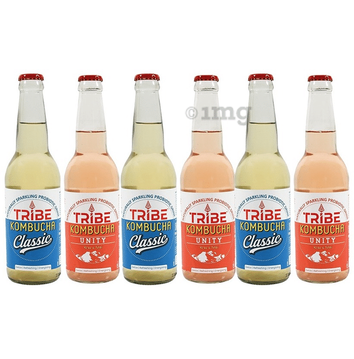 Tribe Kombucha Combo Pack of Naturally Sparkling Probiotic Drink Classic and Unity (330ml Each)