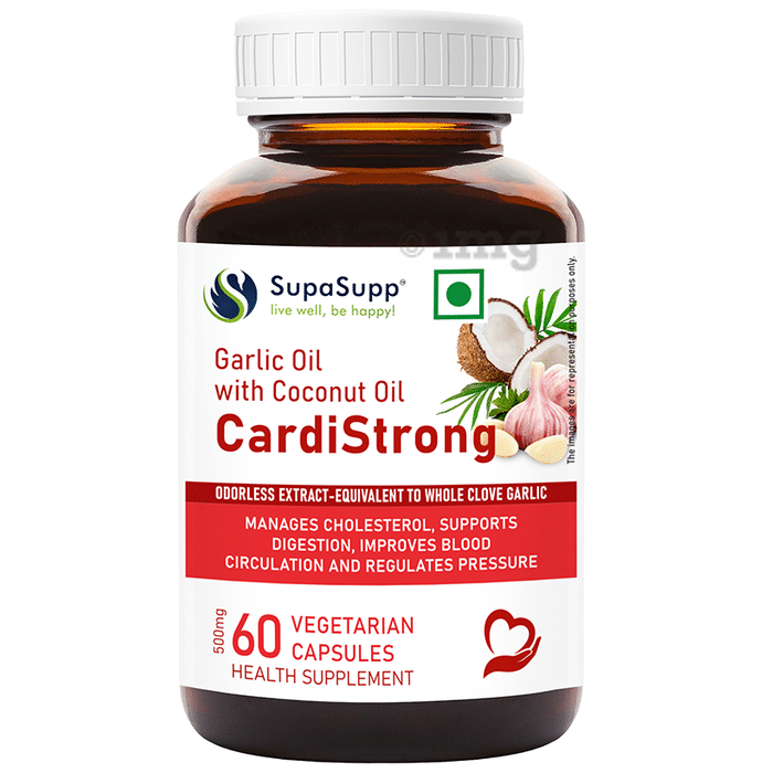 Sri Sri Tattva SupaSupp Garlic Oil Vegetarian Capsule With Coconut Oil, CardiStrong,