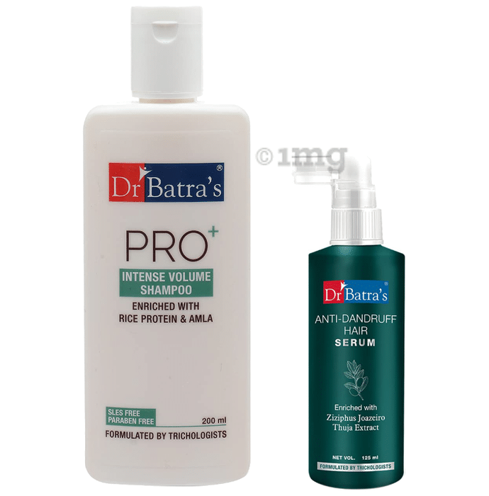 Dr Batra's Combo Pack of Anti-Dandruff Hair Serum 125ml and Pro+ Intense Volume Shampoo 200ml