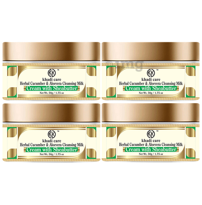 Khadi Care Herbal Cucumber & Aloevera Cleansing Milk Cream with Sheabutter (50gm Each)