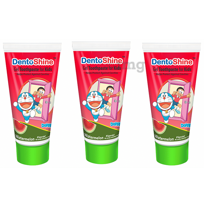 DentoShine Gel Toothpaste for Kids (80gm Each) Watermelon Doraemon