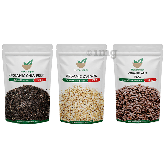 Mewar Impex Combo Pack of Organic Chia Seed, Organic Quinoa Seed & Organic Alsi Flax Seed (100gm Each)