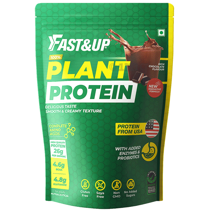 Fast&Up Plant Protein with Added Enzymes & Probiotics 26g Per Serving Rich Chocolate
