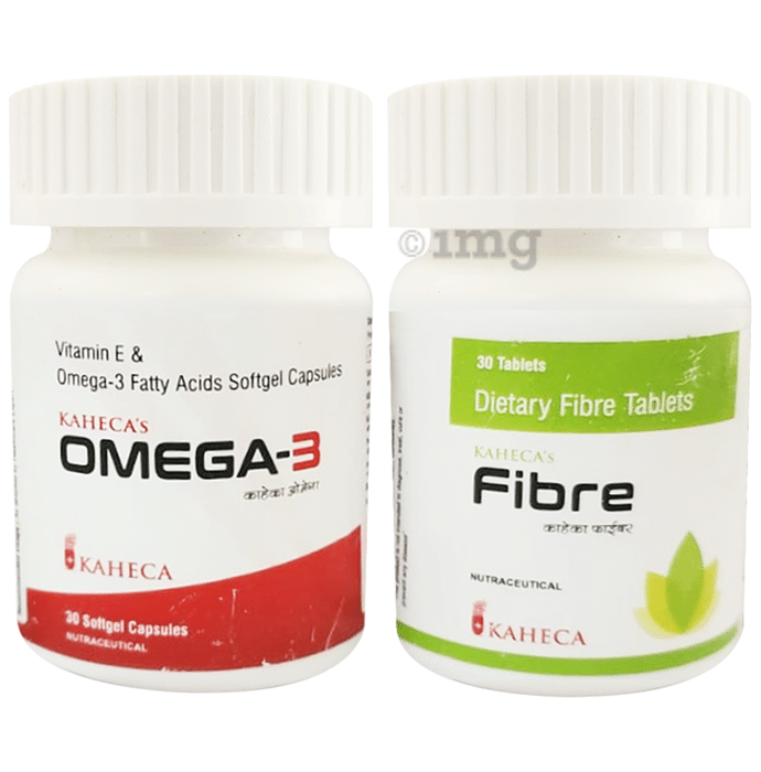 Kaheca Combo Pack of Omega 3 Softgel Capsule & Fibre Tablet (30 Each)