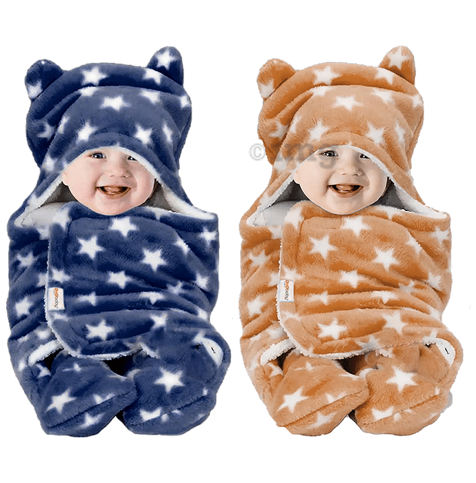 Oyo Baby Blanket Wrapper Sleeping Bag Star Dark Blue & Star Beige