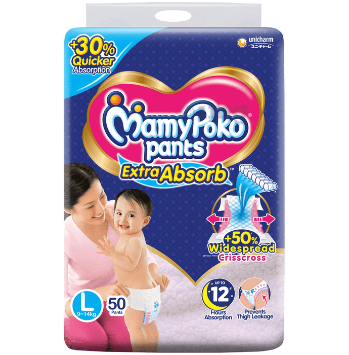 MamyPoko Extra Absorb Diaper Pants for upto 12 Hrs Absorption | Size Large