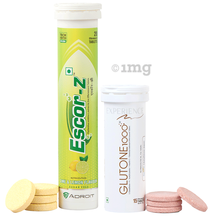 Glutone Glutone 1000 (15)& Escor-Z Lime & lemon Flavour(20) Effervescent Tablet