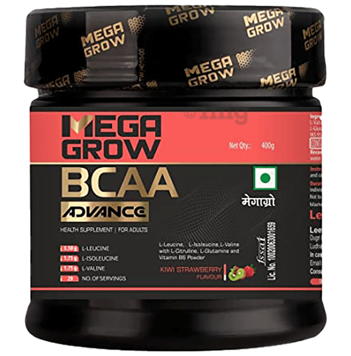 Megagrow BCAA Advance Supplement Powder for Fast Recovery & Muscle Growth Kiwi Strawberry