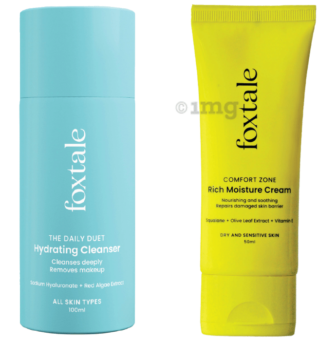 Foxtale Combo Pack of Hydrating Cleanser 100ml and Rich Moisture Cream 50ml