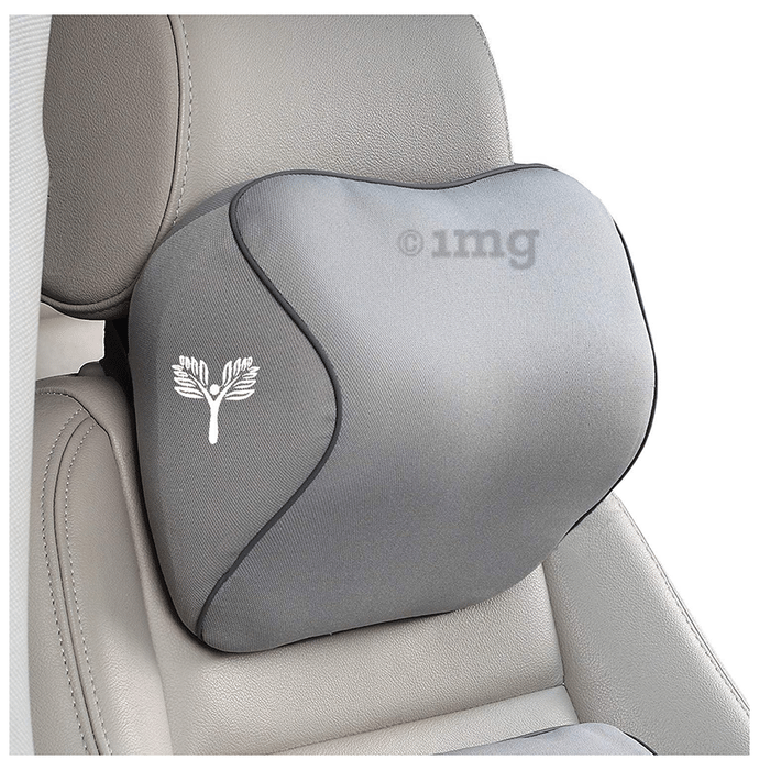 Grin Health Memory Foam Car Headrest Neck Rest Pain Relief Pillow Grey