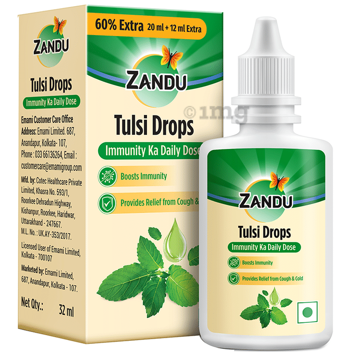 Zandu Tulsi Drop for Immunity | Provides Relief from Cold & Cough