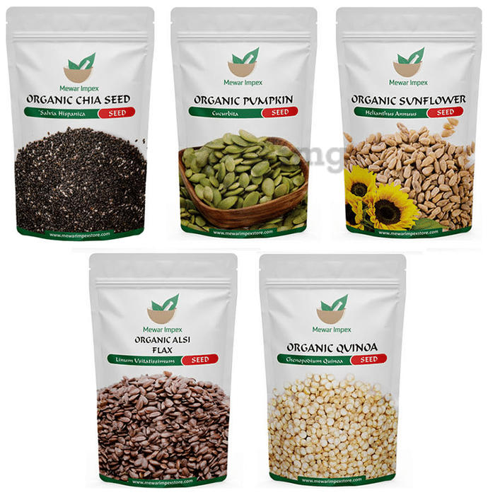 Mewar Impex Combo of 6 Chia, Sunflower, Alsi Flax, Quinoa & Pumpkin Seeds (100gm Each)