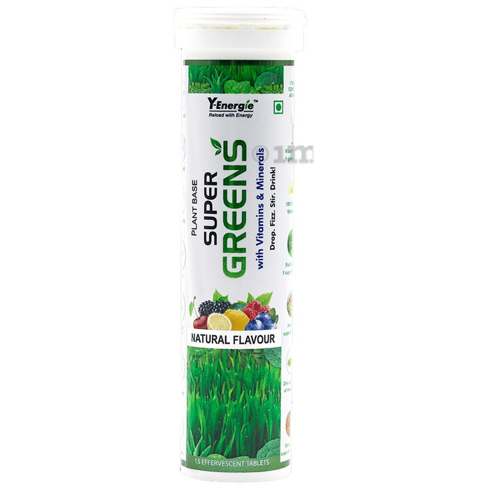 Y-Energie Plant Base Super Greens with Vitamins & Minerals Effervescent Tablet Natural