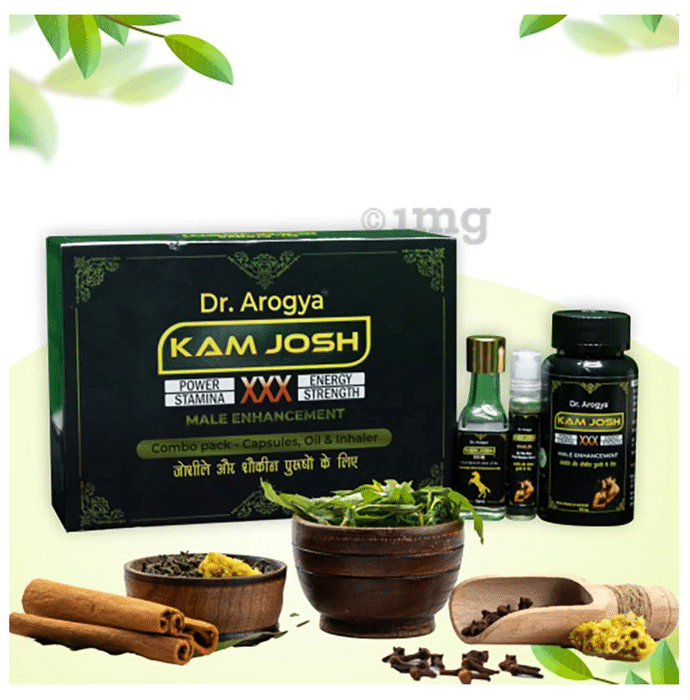 Dr. Arogya Combo Pack of Kam Josh 30 Capsule, Kam Josh Inhaler 30ml & Kam Josh Ayurvedic Male Enhacement Oil 15ml