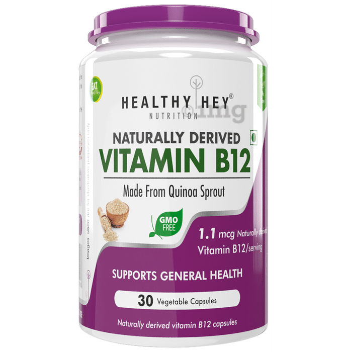 HealthyHey Nutrition Naturally Derived Vitamin B12 1.1mcg Vegetable Capsule