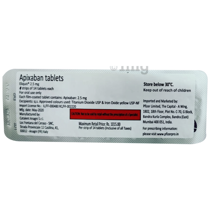Eliquis 2.5mg Tablet