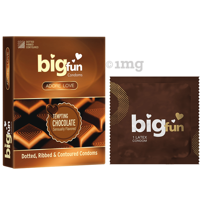 Bigfun Dotted, Ribbed & Contoured Condom Tempting Chocolate