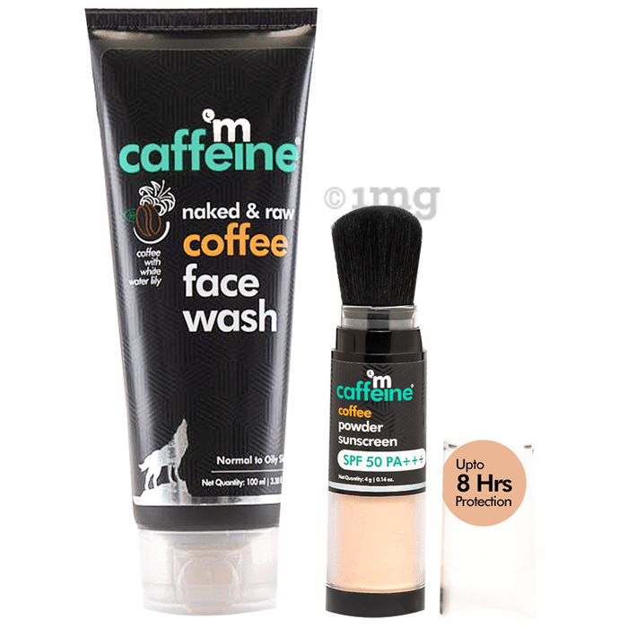 mCaffeine Combo Pack of Naked & Raw Coffee Face Wash and Coffee Powder Sunscreen SPF 50 PA+++