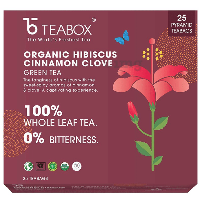 Teabox Organic Hibiscus Cinnamon Clove Green Tea Bag (2gm Each)