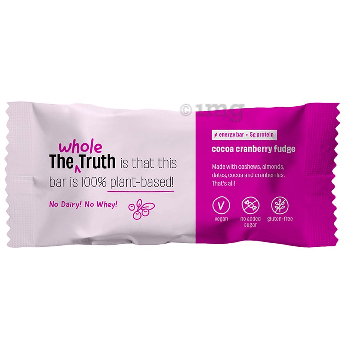 The Whole Truth Vegan Energy Bar (40gm Each) | Cocoa Cranberry Fudge